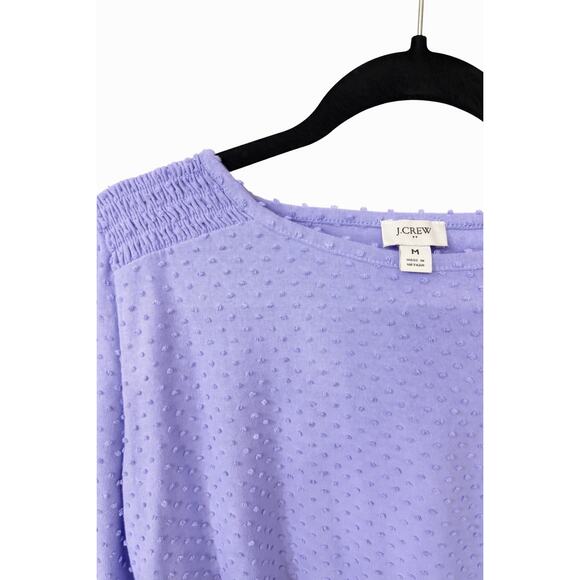 J.Crew Swiss Dot Blouse M Cottagecore Romantic Lavender Smocked Puff Sleeve Top - Picture 4 of 11